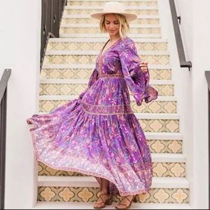 chinese dress ladies Floral Maxi Dress with Long Sleeves - Helena main image 0